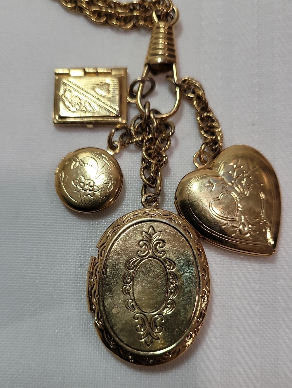 Four Locket Necklace Vintage Repurpised Art - Picture 6 of 8